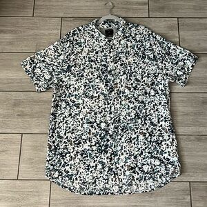 Quicksilver Blue Printed Lightweight Short Sleeve Button Up XXL NWOT